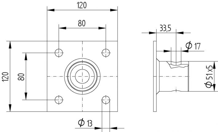 Tubo de conexión plegable pie de soporte - 402618.001 - Ruedas de apoyo