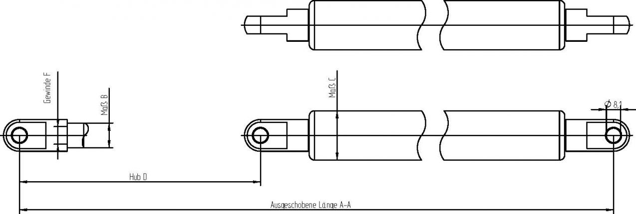 Resorte de gas con ojo - 404429.001 - Resortes de gas