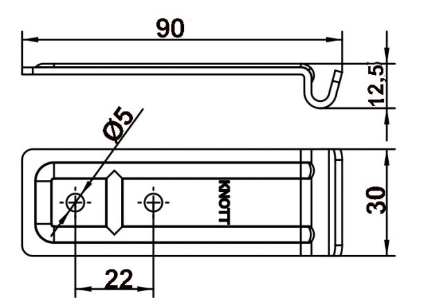 Contraparte cerradura cerrojo pasador gancho - 404943.001 - Cierres