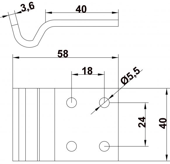 Contraparte cerradura cerrojo pasador gancho - 413461.001 - Cierres