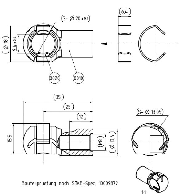 Toma de bola - 416903.001 - Resortes de gas assesorios