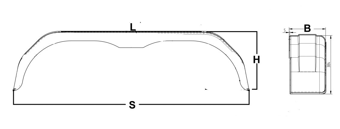 Guardabarros doble eje plástico cuadrado - 6X1506.002 - Guardabarros